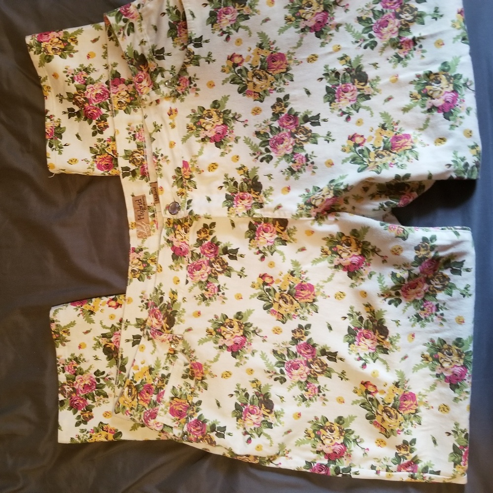 Floral print denim